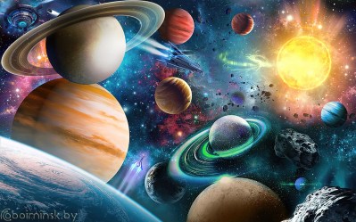 Фотообои De-Art Планеты фреска для детской комнаты